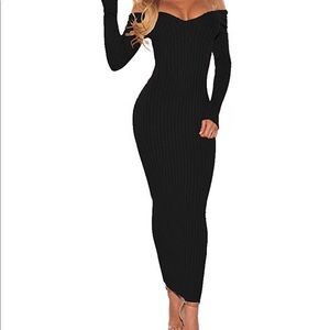 Ribbed maxi bodycon dress